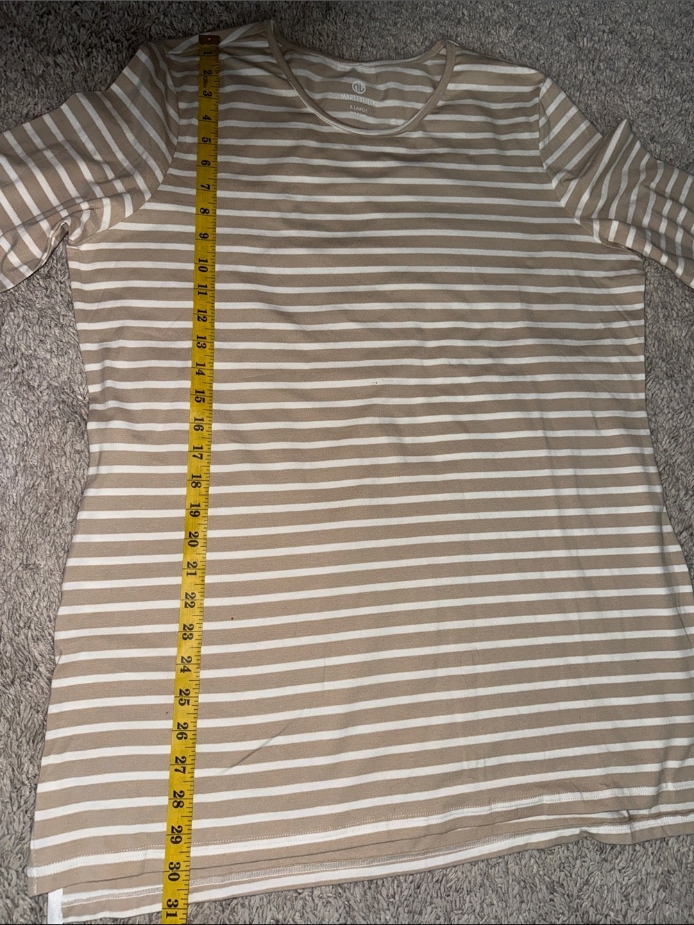 Marleylilly Striped Tunic Top Beige & White cozy flannel cottagecore casual XL - Picture 6 of 7